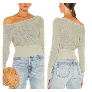NWT Song of style Medium Jennifer Off Shoulder Sweater in green